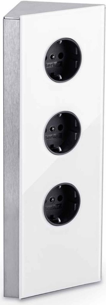 MIRA Eck Glas Eck-Steckdosenelement WEISS - Schuko 3-fach / Produktbild 
