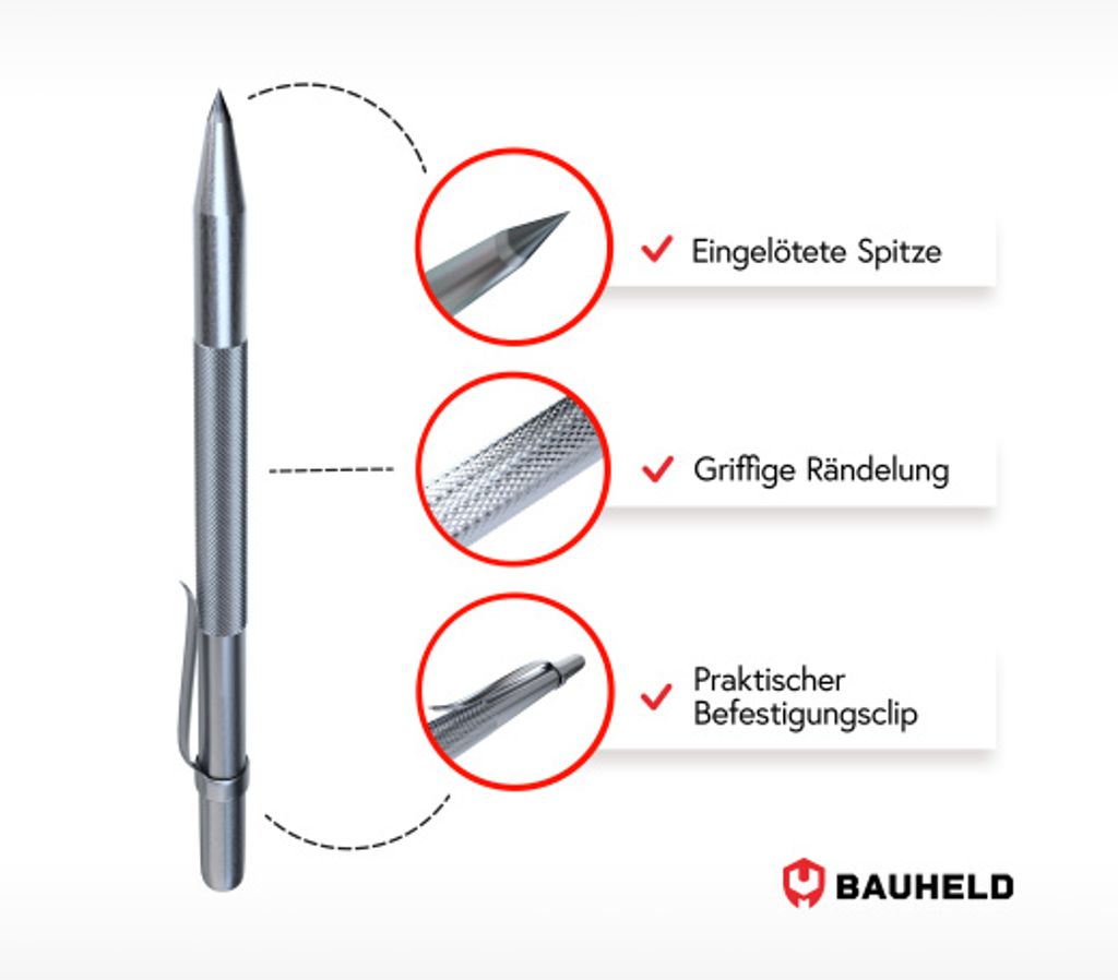 BAUHELD® Anreißnadel 150 mm - eingelötete