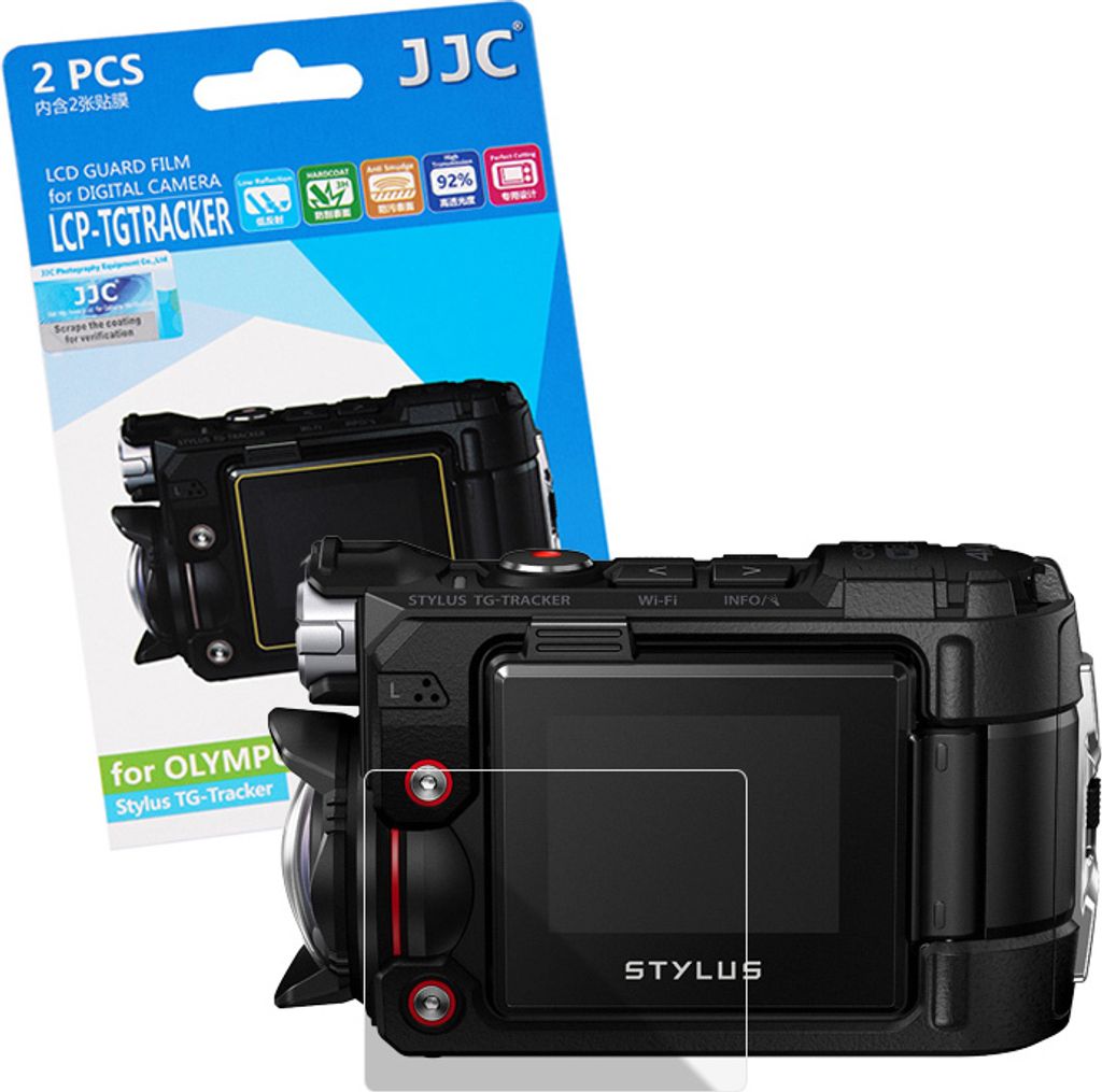 JJC Hochwertiger Displayschutz Screen Protector aus gehärtetem PET, Kompatibel mit Olympus Stylus TG-Tracker