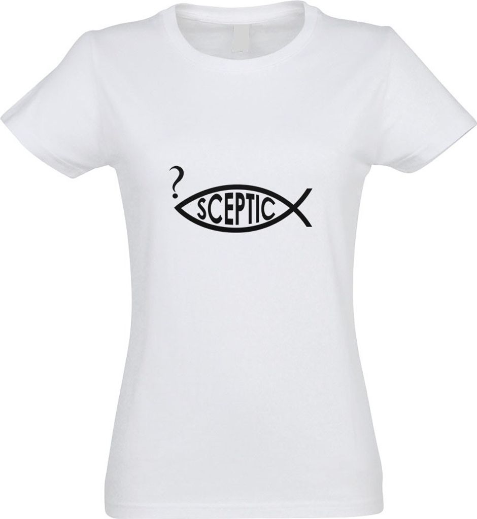 Kiwistar - T-Shirt tailliert - Damen - Weiss - Sceptic Fisch - mit Motiv Bedruckt - Funshirt Design - Sport - Freizeit - Damen - S
