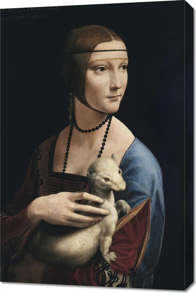 Quadro 60x90 cm Dama con ermellino, Da Vinci Vintage per il salotto