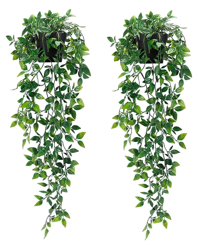 Plantes en pot suspendues pour déco bureau et fêtes lot de 2 pièces