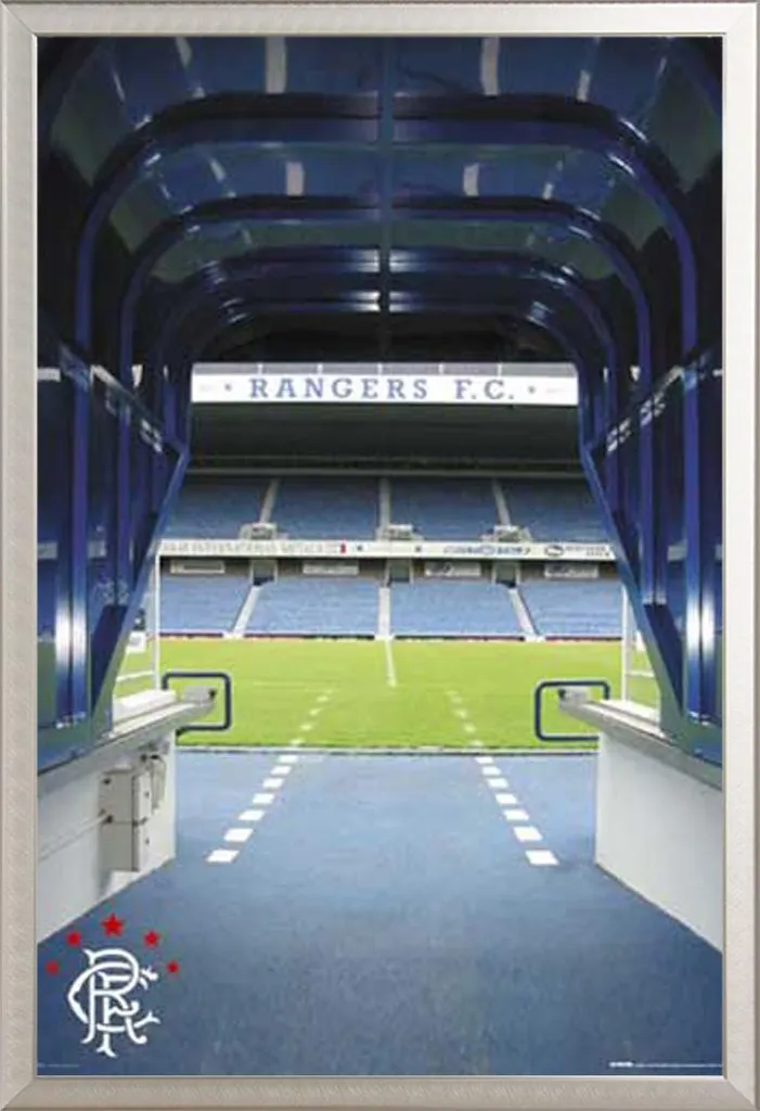 Quadro Rangers FC Ibrox Tunnel Cornice Alluminio Shinsuke Argento 61x91