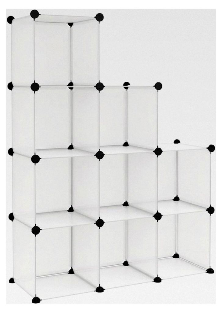 Regalsystem mit 9 Würfeln aus transparentem PP