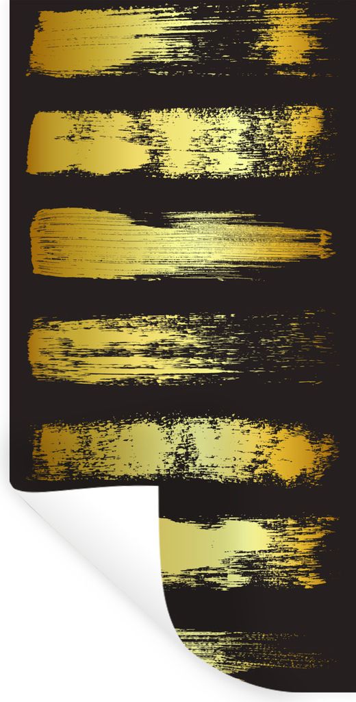 MuchoWow Wandtattoo Wandsticker Wandaufkleber Goldene Streifen auf schwarzem Hintergrund 40x80 cm Selbstklebend und Repositionierbar - Reposition...
