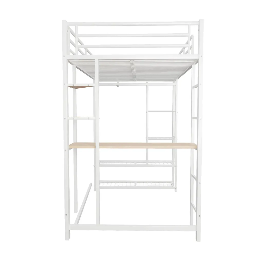 Lit Superposé avec Rangement et Bureau pour Chambre d'Ado Blanc - 8