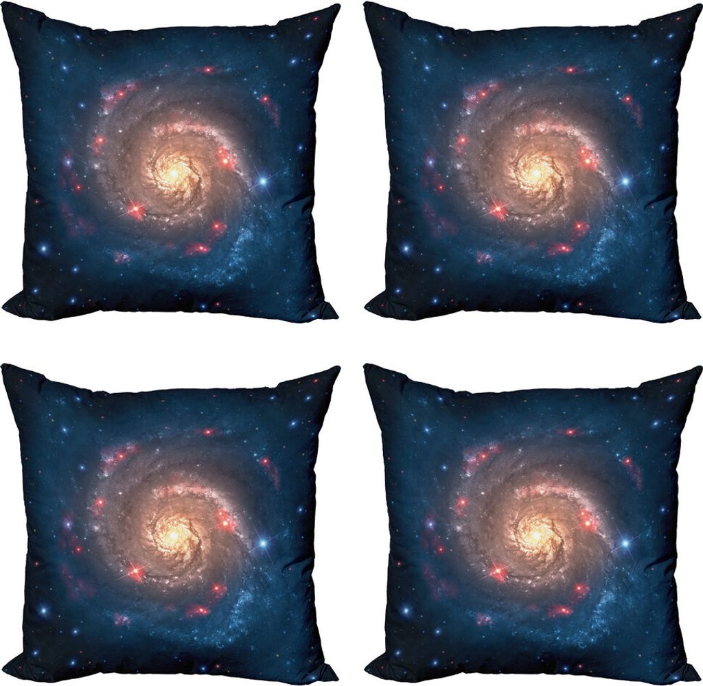 ABAKUHAUS Weltraum Kissenbezug Set (4 Stück), Schwarzes Loch Cosmos Raum, Moderner Doppelseitiger Digitaldruck, 50 cm x 50 cm, Petrol Blau Pfirsich