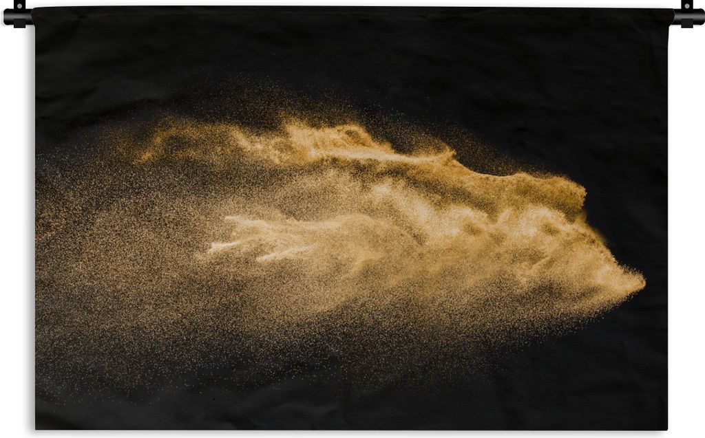 MuchoWow Wandteppich Wandbehang Sand - Gold - Schwarz - Luxus - Kunst 90x60 cm Tapisserie Dekoration Wandtuch - Wandskulpturen - Bildteppich