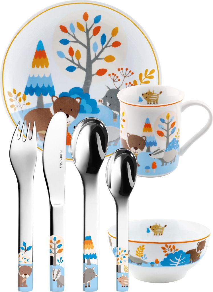 Dětská sada One Friends 7 ks 18/10 nerezová ocel + porcelán Obrázek produktu 