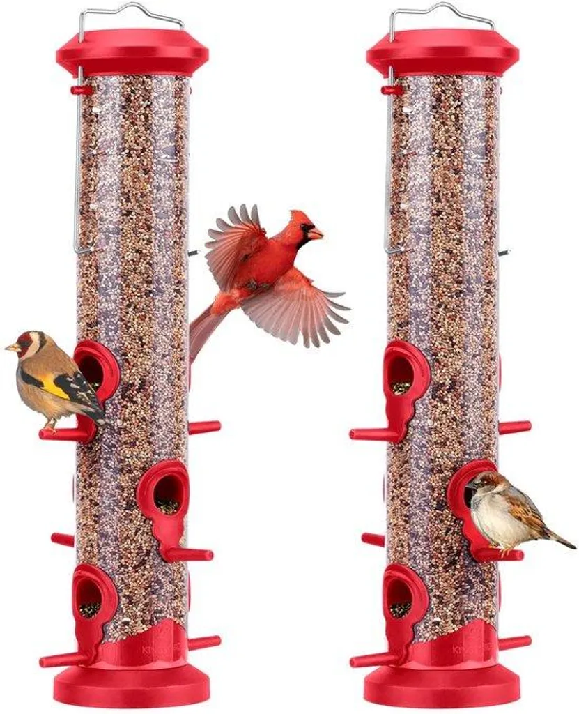 Nichoir Anti-Encombrement 38 cm Rouge 6 Perchoirs : Attirez les Oiseaux