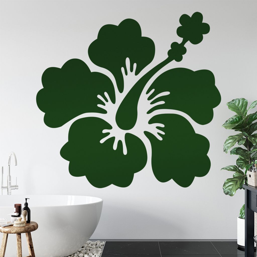 Hibiskus Wandtattoo in 6 Größen - Wandaufkleber Wall Sticker - Dekoration, Küche, Wohnzimmer, Schlafzimmer, Badezimmer