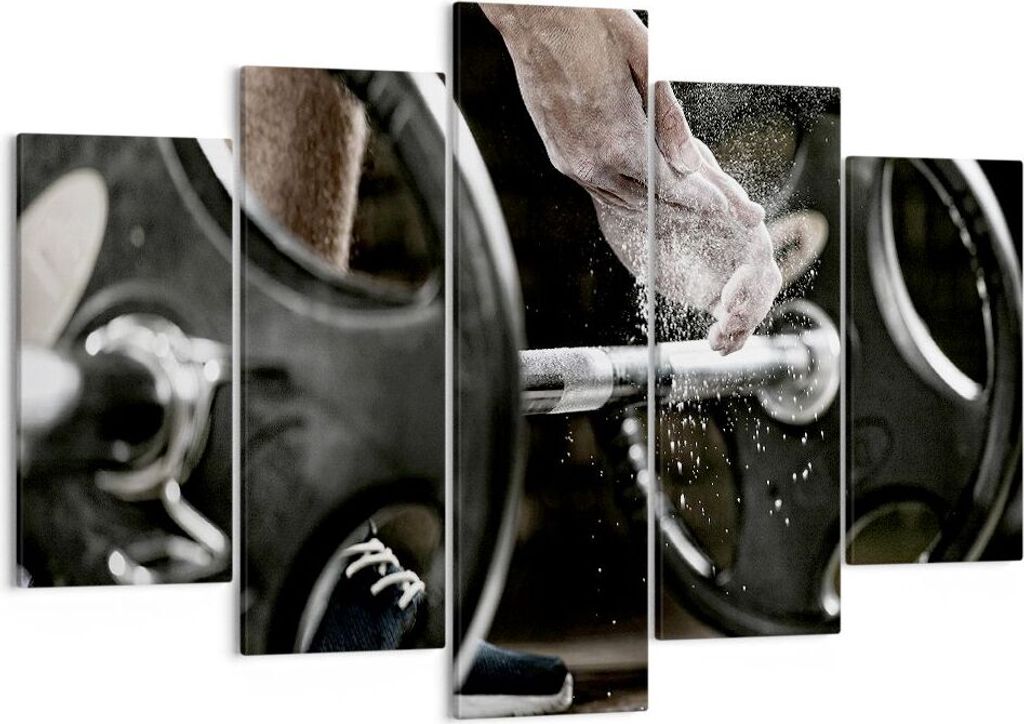 Bild auf Leinwand - Leinwandbild - Sport athlet anheben fitness - 150x100cm - Wand Bild - Wanddeko - Leinwanddruck - Bilder - Kunstdruck - Wanddeko...