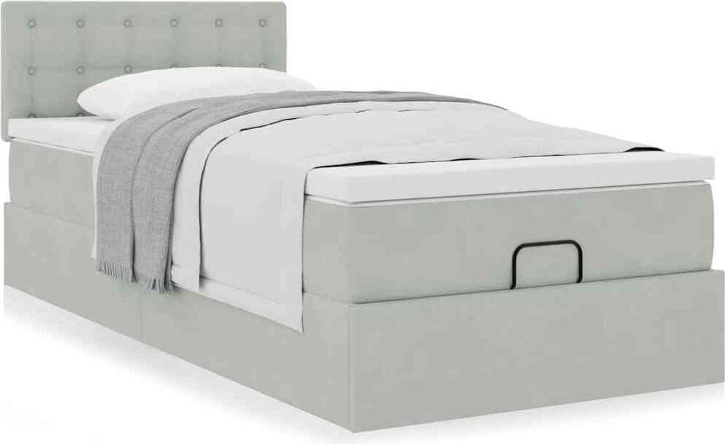 Maison Exclusive - Ottoman-Bett mit Matratze Hellgrau 90x200 cm Samt