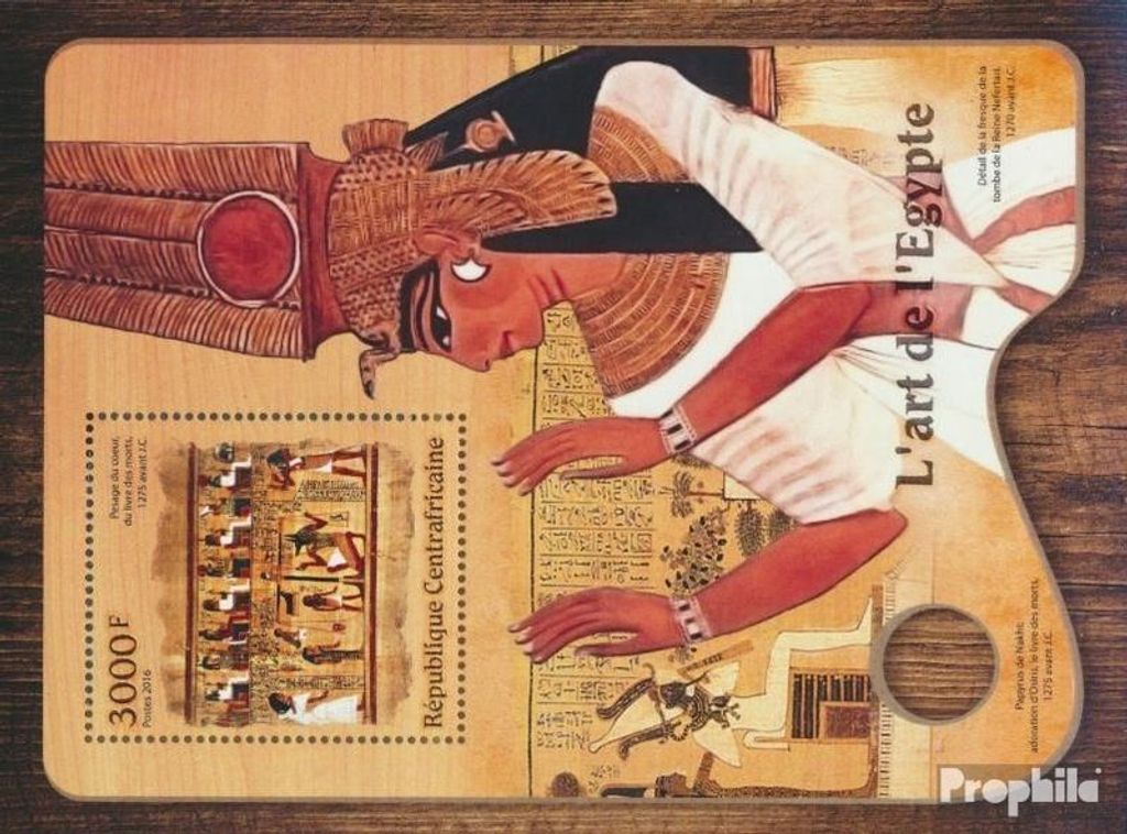 Briefmarken Zentralafrikanische Republik 2016 Mi Block 1528 (kompl. Ausgabe) postfrisch Kunst aus Ägypten
