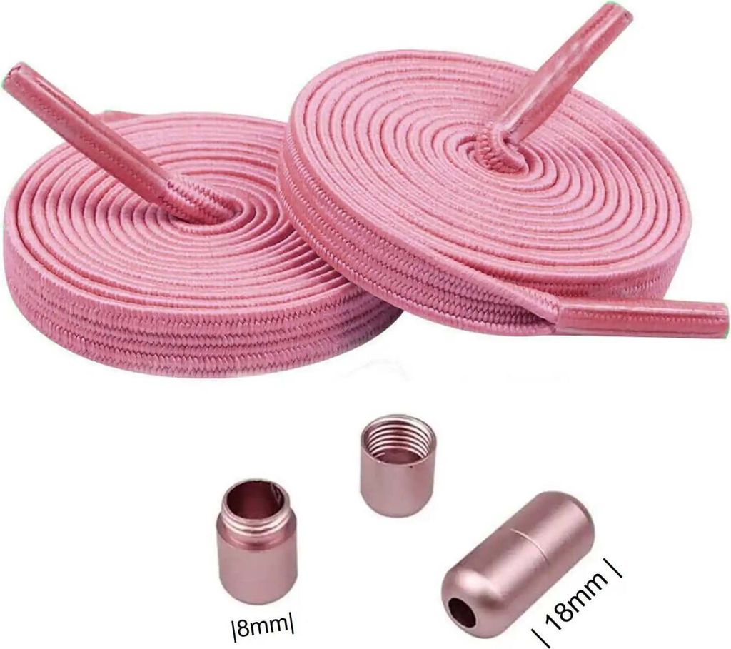 Elastik Schnürsenkel mit Metallkapseln - Rosa - Verschluss: Bunt