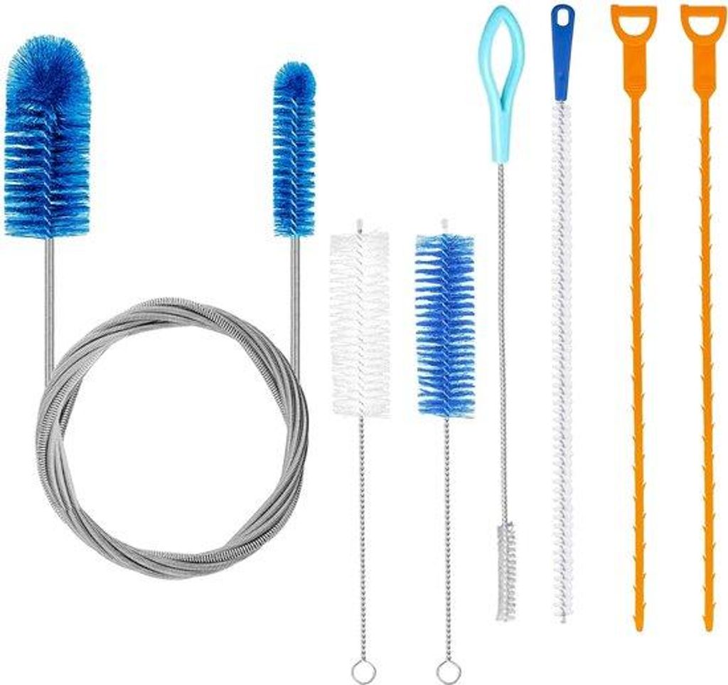 Set aus sieben Reinigungswischbürsten für Abwasser, Küche und Bad