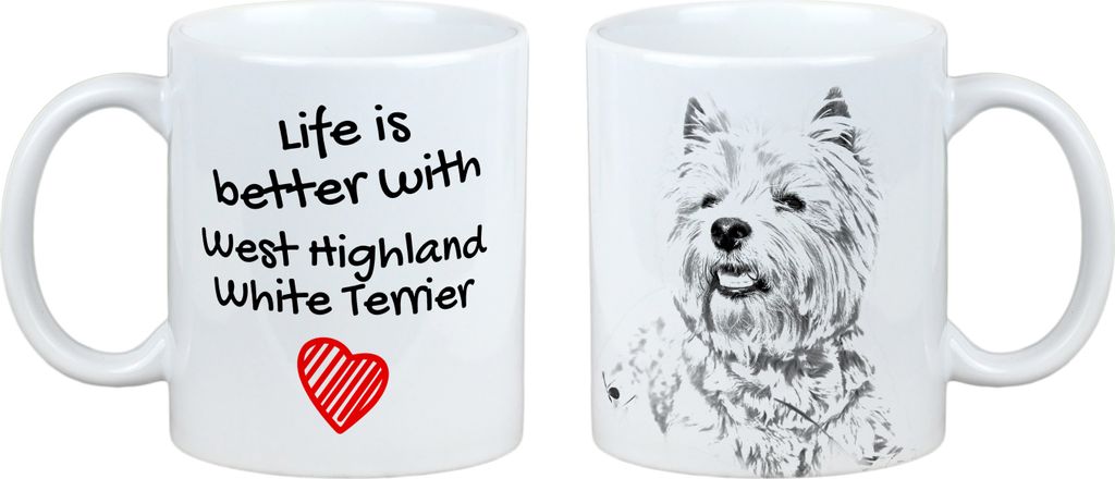 West Highland White Terrier, Weißer Hochlandterrier, Westie - Tasse mit Hund, Tasse mit Bild, personalisiertes Geschenk der Marke Art-Dog