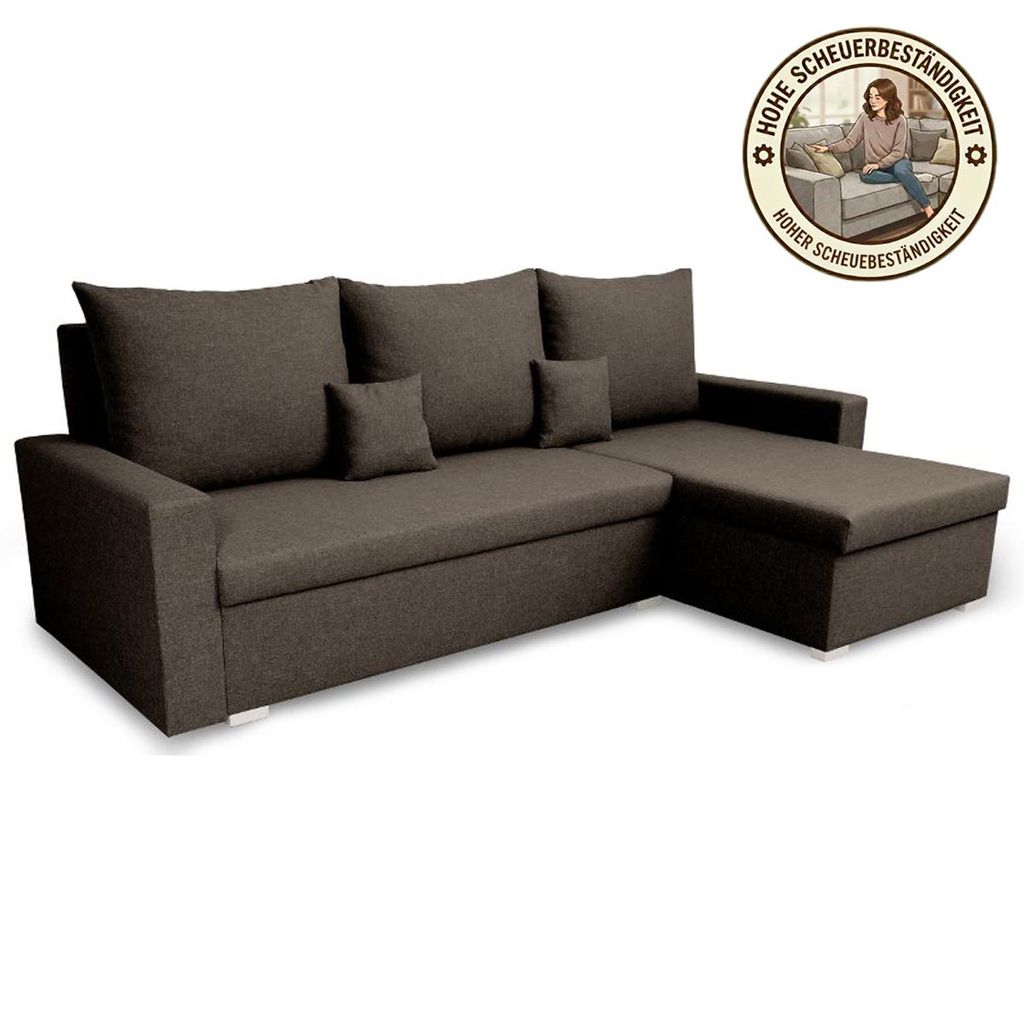 KomfortWelt24 Ecksofa mit Schlaffunktion und praktischem Produktbild 