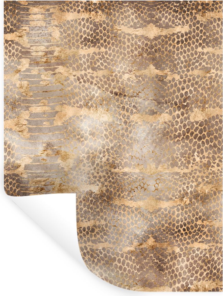 MuchoWow Wandtattoo Wandsticker Wandaufkleber Tiermuster - Schlange - Gold - Braun 30x40 cm Selbstklebend und Repositionierbar - Sticker - Dekorf...