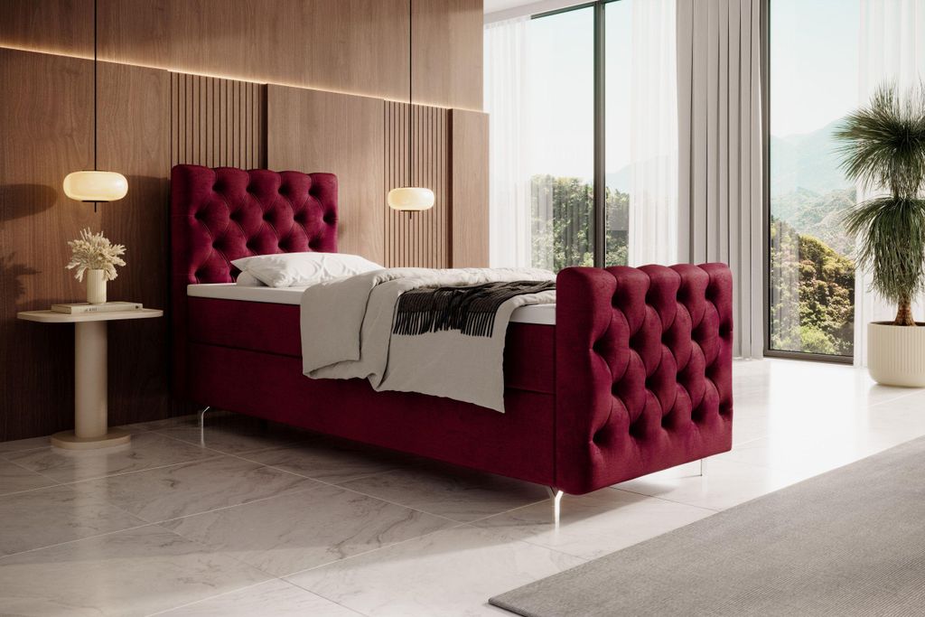 BOXBETT CHESTER PLUS mit Matratze H3 und Topper 120x200 Monolith 59 Bett Bettkasten Einzellbett Hotelbett Schlafzimmer Stauraum