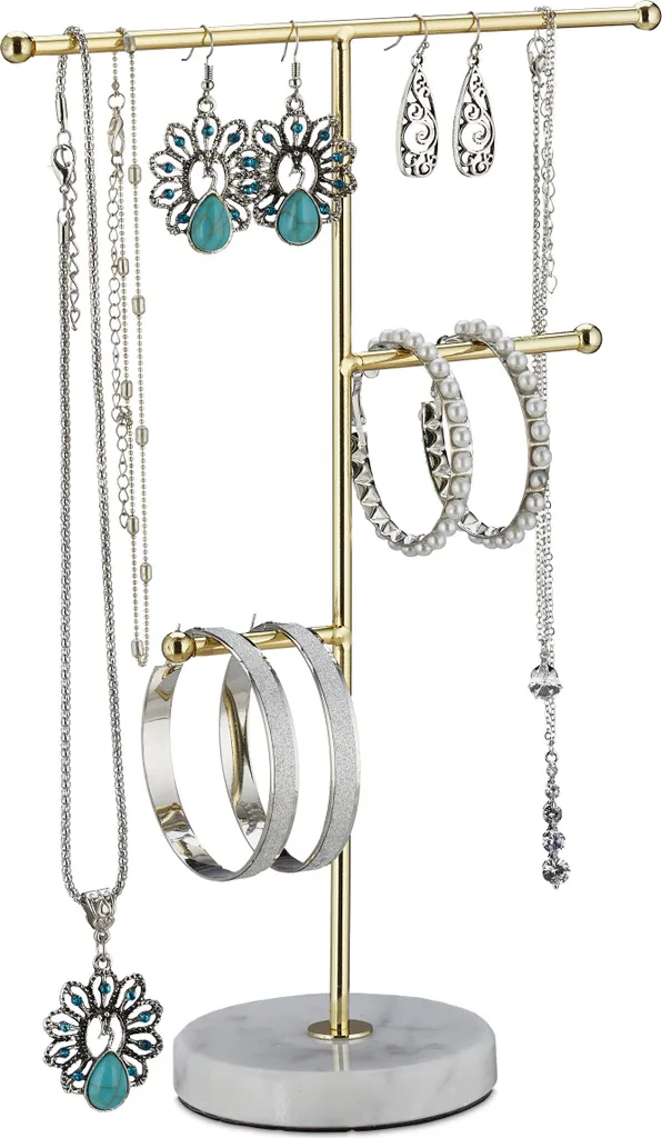 Organizer Gioielli Oro Relaxdays: Stand in Metallo per Ordine Totale