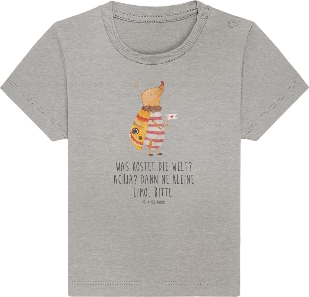 Mr. & Mrs. Panda T-Shirt Nachtfalter Fähnchen 0. - 6. Monat - Heather Grey - Geschenk, Spruch Lustig, Käfer, Baumwolle Baby Shirt, Kinder, Lustig...