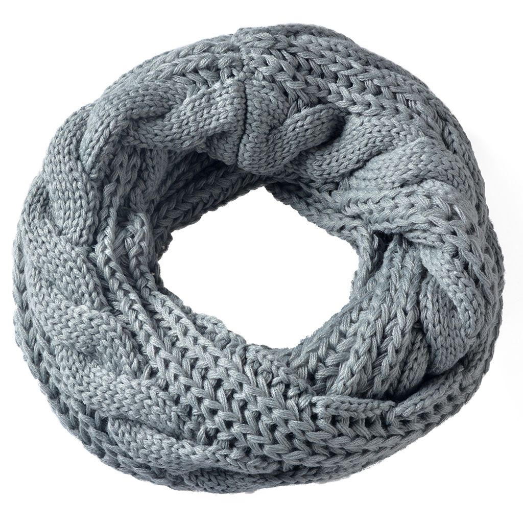 Zopfmuster Stricken Loopschal Hellgrau