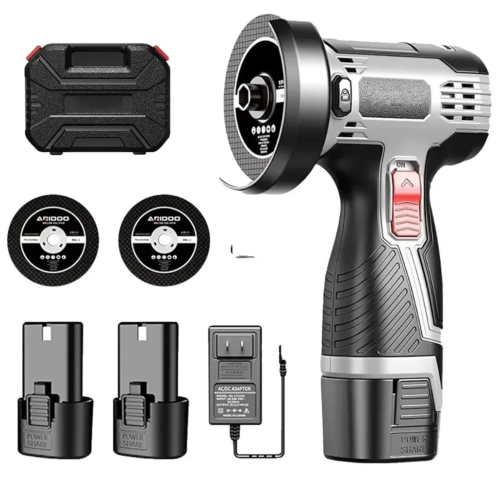 Meuleuse d'angle sans fil avec double batterie pour travaux de découpe