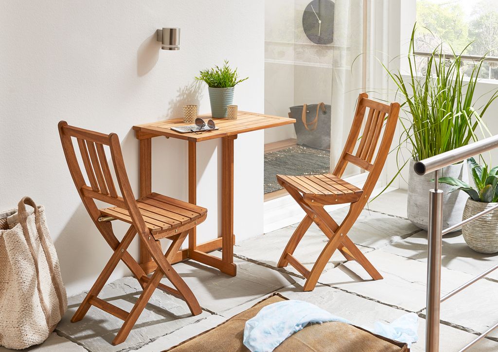 Balkonmöbel Akazie 3tlg. Klapptisch 73 x 60 ALEXA/BLOOM