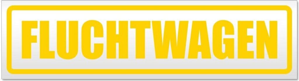 Kiwistar - Autoaufkleber - Gelb - 30 x 8 cm - Fluchtwagen - Hinweis Aufkleber Sticker für Auto, Kfz, Fahrrad, PKW, LKW