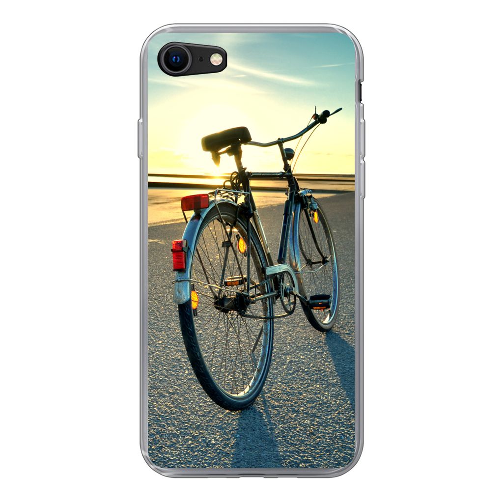 MuchoWow Handyhülle Schutzhülle Hülle für iPhone 8 Nordsee - Fahrrad - Sonnenuntergang Silikon Softcase Handy Hülle - Schutzhaube