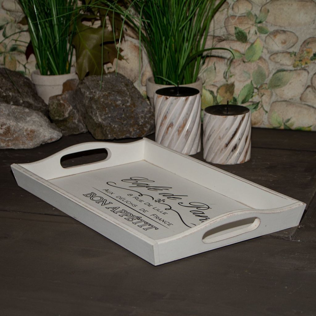 Tablett mit Schriftzug, Serviertablett Landhausstil, Rechteckig