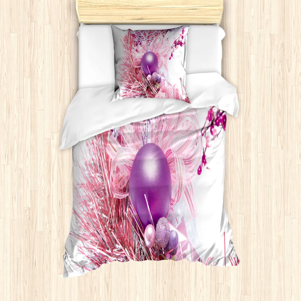 Abakuhaus Copripiumino Natale Rosa Lilla Antiacaro Set Singolo