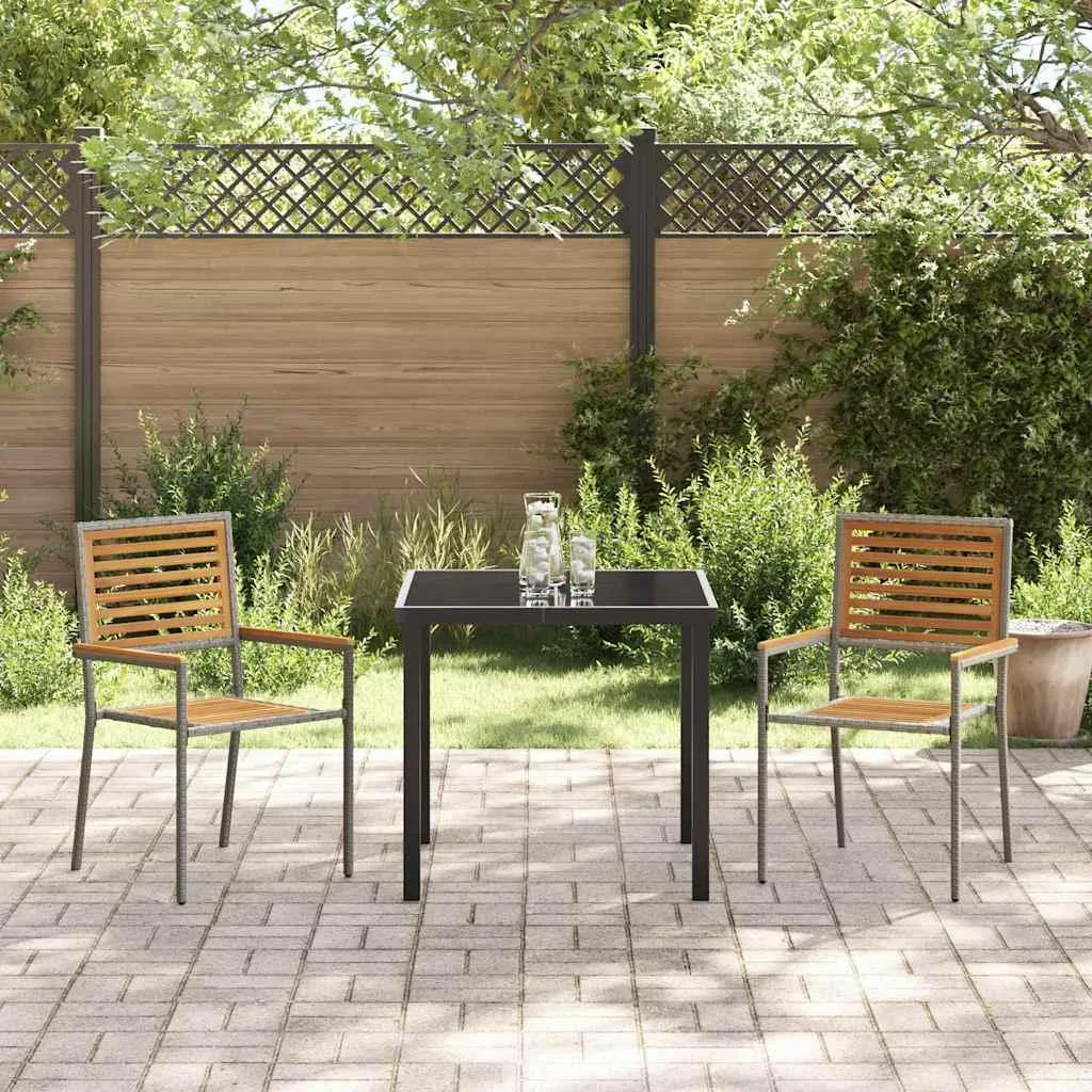Set 2 Sedie Giardino vidaXL Grigio Marrone - Arredo Esterno Moderno - 3