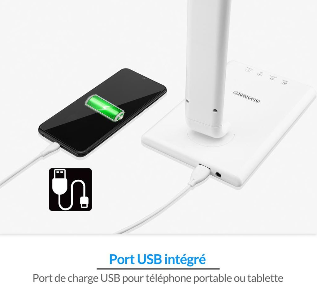 Lampe de bureau LED port USB 5 niveaux de luminosité 3 Image du produit 