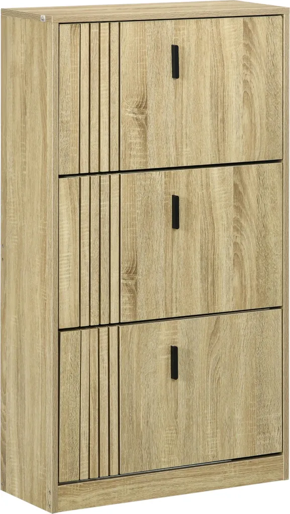 Rangement Chaussures Entrée et Couloir 3 Portes Capacité 18 Paires Chêne