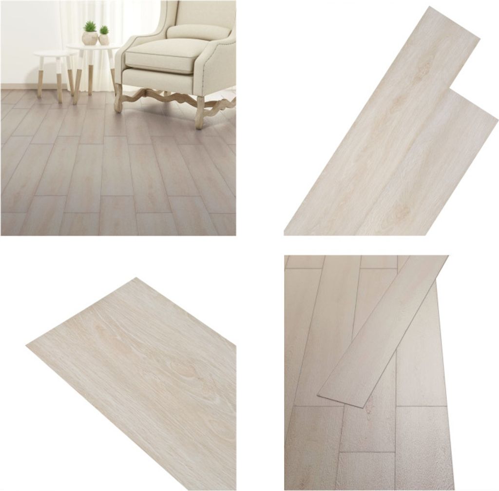 vidaXL PVC Fliesen Selbstklebend 2,51 m² 2 mm Eiche Weiß - PVC Laminat Diele - PVC Laminat Dielen - PVC Diele - PVC Bodenbelag