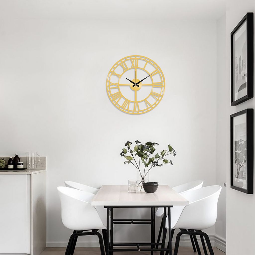 Opviq, Metal- TNL2166, Gold, Wanduhren, 48 x 48 cm, 100% Metall (Dicke: 1