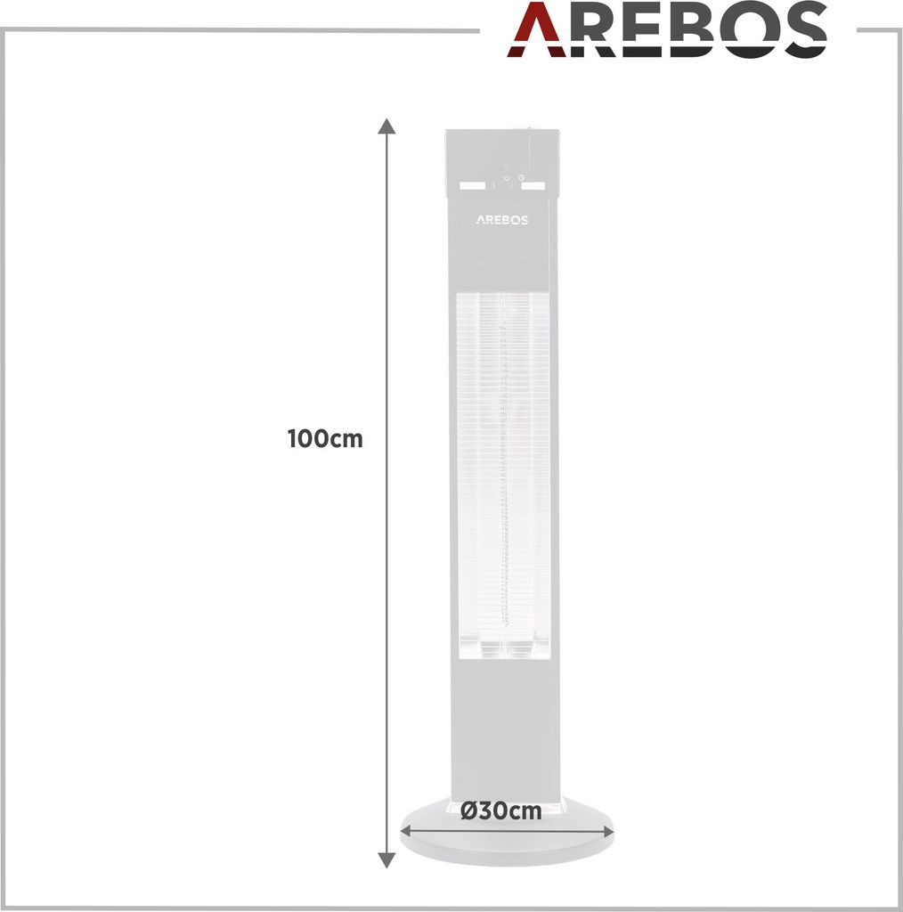 Promiennik podczerwieni AREBOS 2000 W, z pilotem zdalnego Zdjęcie produktu 2