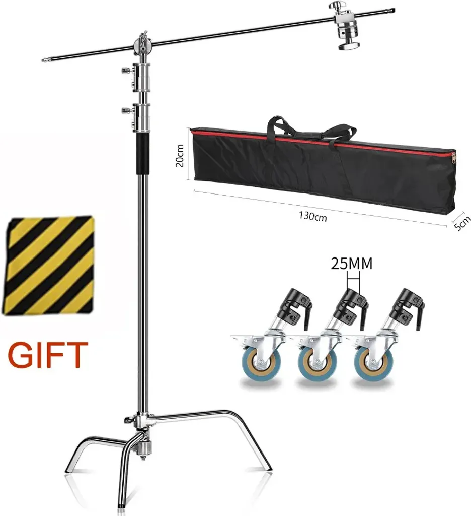 Trépied de studio C-Stand réglable 260 cm avec base coulissante modulaire