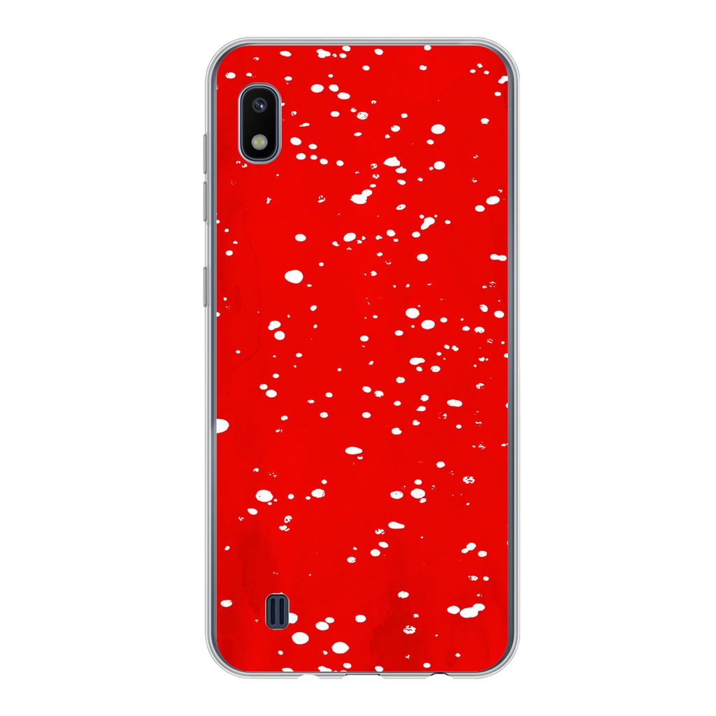 MuchoWow Handyhülle Schutzhülle Hülle für Samsung Galaxy A10 Polka dots - Rot - Pilz Silikon Softcase Handy Hülle - Schutzhülle