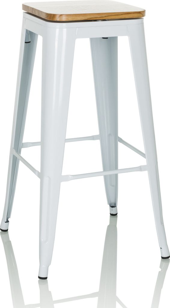 hjh OFFICE Barhocker VANTAGGIO HIGH WS Stahl / Ulmenholz Hocker bis 150 kg belastbar Sitzhöhe 77 cm