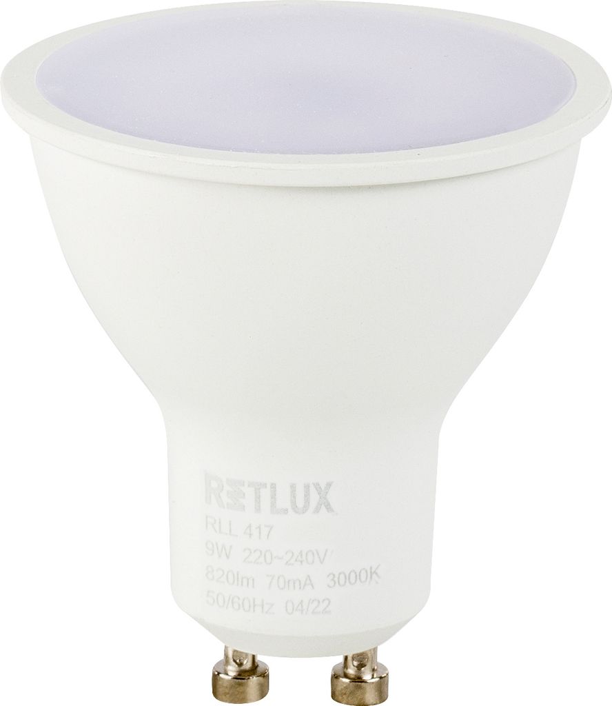 RETLUX RLL 417 LED žárovka, příkon: 9 W, patice GU10, 230V, Obrázek produktu 