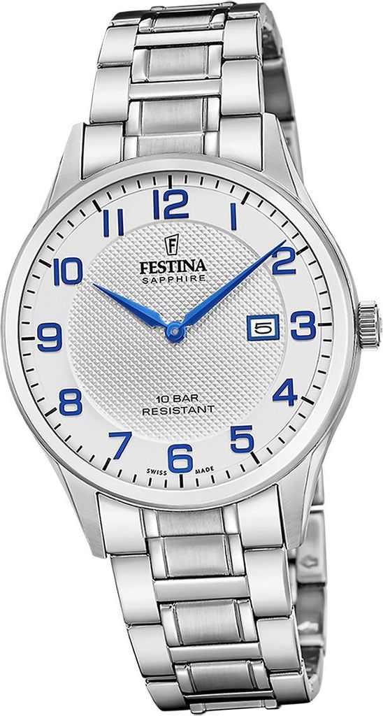 Festina Herrenuhr Swiss Made Armbanduhr Edelstahl silber D2UF20067/1