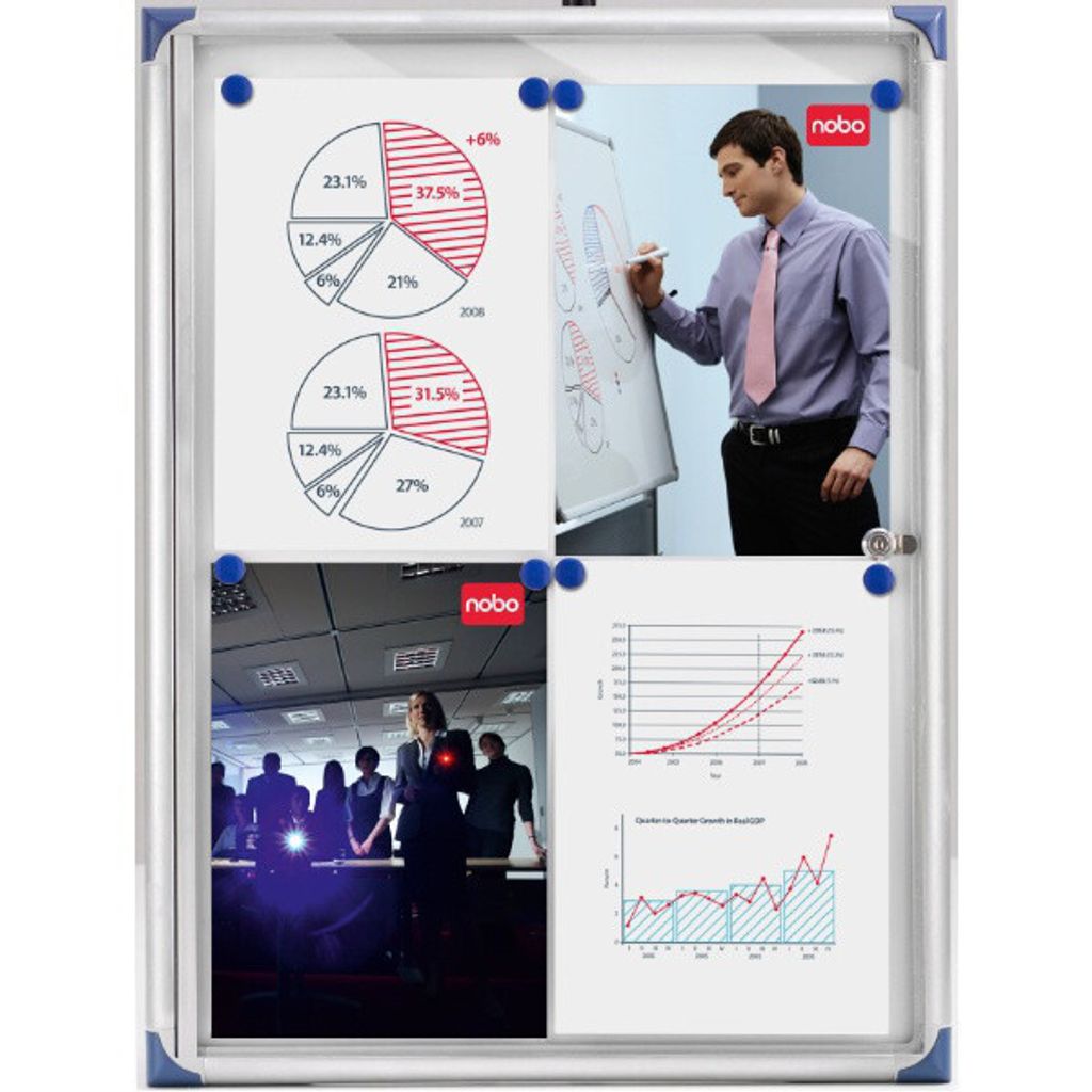 nobo Vitrine d'affichage, extra-plate, paroi arrière en Image du produit 