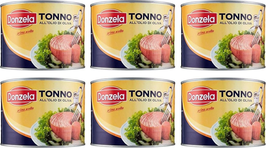 6x Donzela Tonno in Olio di Oliva Thunfisch in Olivenöl CATERING-FORMAT 1730g Dose