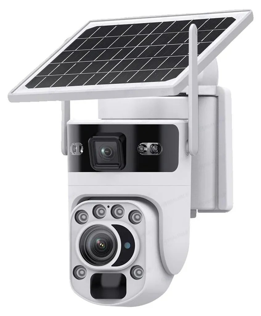Caméra de sécurité solaire extérieure sans fil avec vision à 360°
