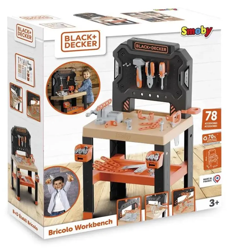 Smoby Black+Decker Établi avec Perceuse et Fonctions de Construction - 7