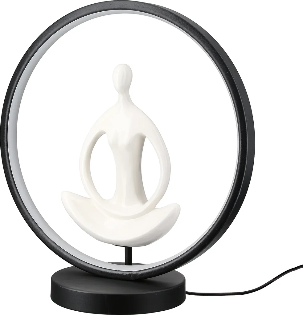 Statue Femme Padmasana LED en Fer et Céramique Gilde 55777 - Blanc 33cm