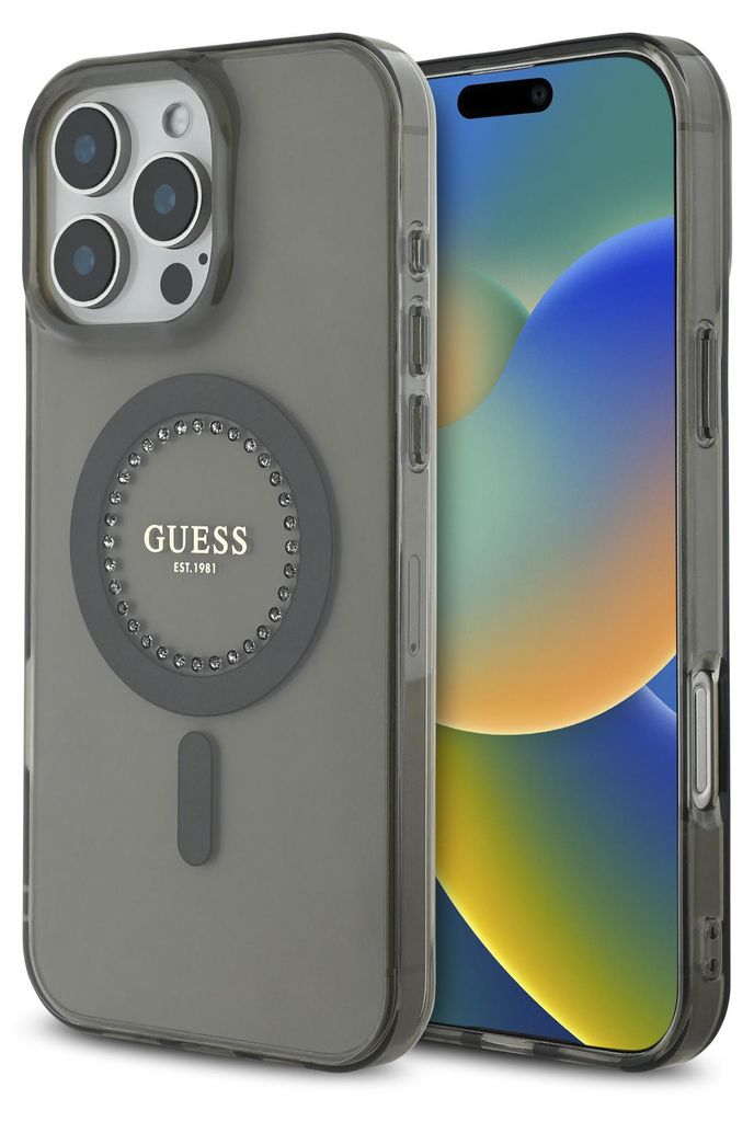 Fall Guess Iml Strass Magsafe Na Iphone 16 Pro - Schwarz Produktbild 